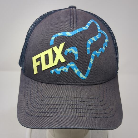 Fox Snapback Trucker Hat Blue One Size Adjustable Mesh Back Outdoor Printed - Picture 2 of 9
